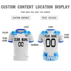 White Blue Athletic Sport Soccer Jersey 2
