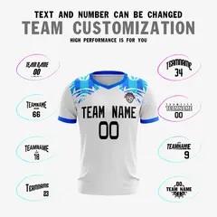 White Blue Athletic Sport Soccer Jersey 3