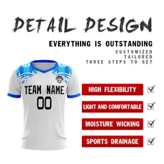White Blue Athletic Sport Soccer Jersey 4
