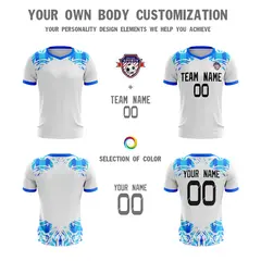White Blue Athletic Sport Soccer Jersey 5