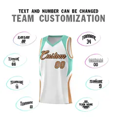White Blue Buckskin Brown Color Block Basketball Jersey 4