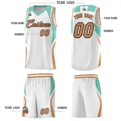 White Blue Buckskin Brown Color Block Basketball Jersey 5