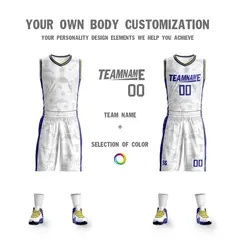 White Blue Double Side Sets Basketball Jersey 3