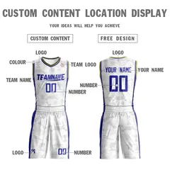White Blue Double Side Sets Basketball Jersey 4