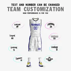 White Blue Double Side Sets Basketball Jersey 5