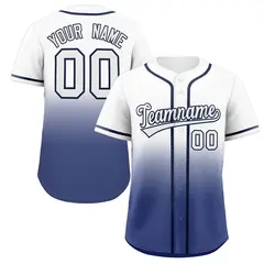 White Blue Gradient Fashion Baseball Jersey