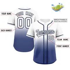 White Blue Gradient Fashion Baseball Jersey 2