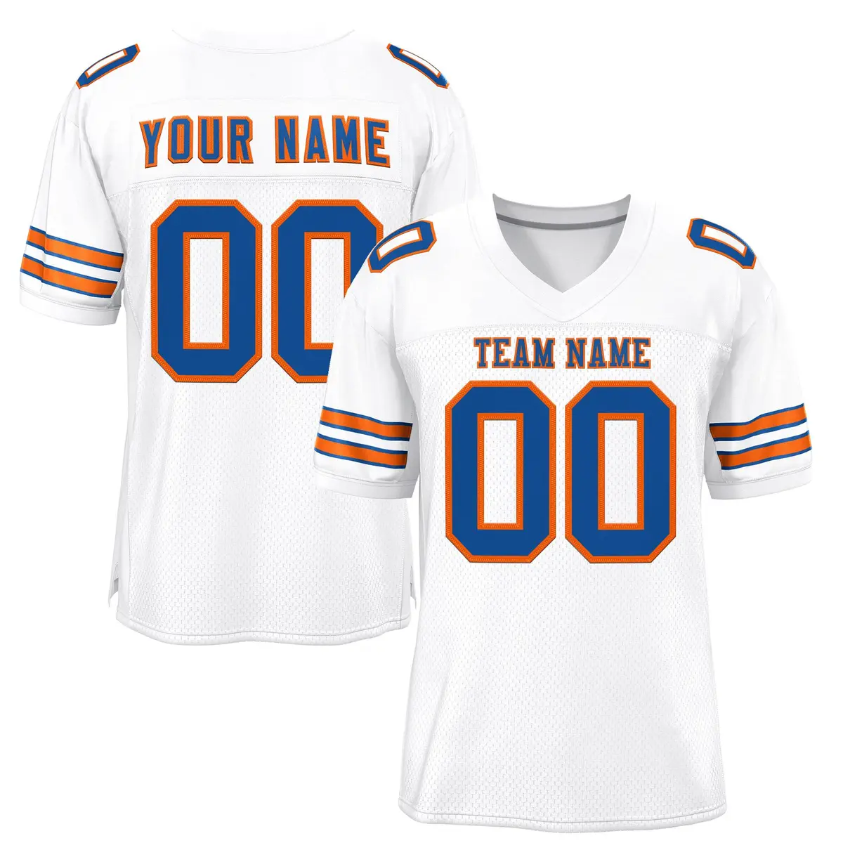 White Blue-Orange Classic Mesh Authentic Football Jersey