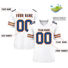 White Blue-Orange Classic Mesh Authentic Football Jersey 2