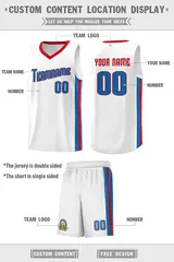 White Blue-Red Classic Basketball Jersey Sports Uniform Sets 2