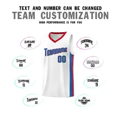 White Blue-Red Classic Basketball Jersey Sports Uniform Sets 4