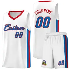 White Blue-Red Classic Basketball Jersey Sports Uniform Sets