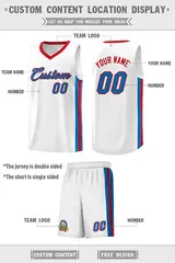 White Blue-Red Classic Basketball Jersey Sports Uniform Sets 2