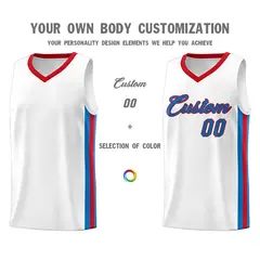 White Blue-Red Classic Basketball Jersey Sports Uniform Sets 3