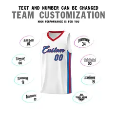 White Blue-Red Classic Basketball Jersey Sports Uniform Sets 4