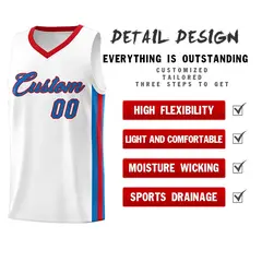 White Blue-Red Classic Basketball Jersey Sports Uniform Sets 5