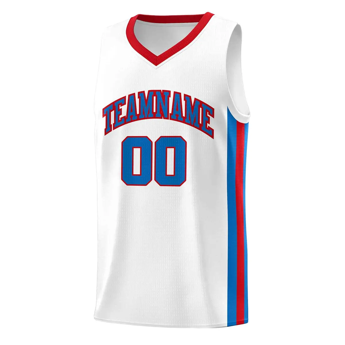 White Blue Red Classic Mesh Sport Basketball Jersey