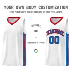 White Blue Red Classic Mesh Sport Basketball Jersey 3
