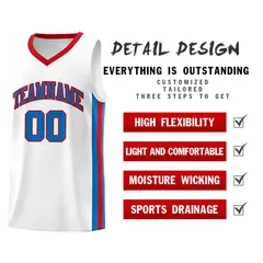 White Blue Red Classic Mesh Sport Basketball Jersey 4