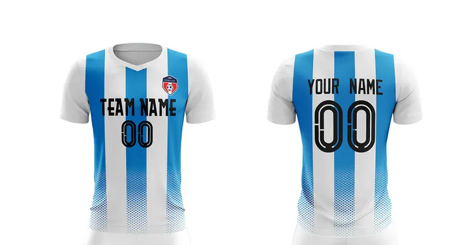White Blue Training Sport Soccer Jersey