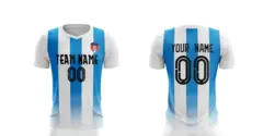 White Blue Training Sport Soccer Jersey 3