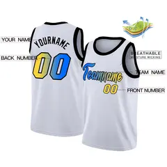 White Blue Yellow Black Gradient Fashion Basketball Jersey 2
