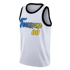 White Blue Yellow Black Gradient Fashion Basketball Jersey 3