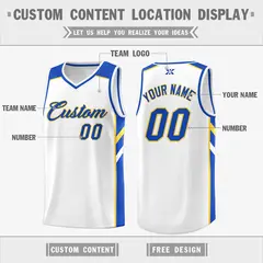 White Blue-Yellow Classic Mesh Basketball Jersey 2