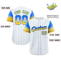 White Blue Yellow-Navy Stripe Gradient Baseball Jersey 2