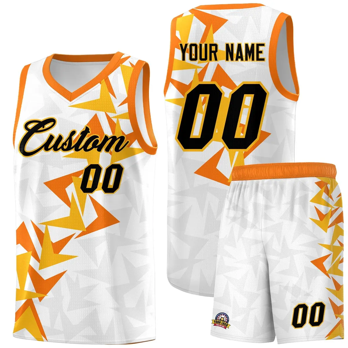 White Boomerang Pattern Basketball Jersey