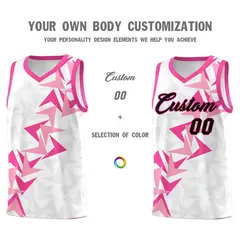White Boomerang Pattern Basketball Jersey 3