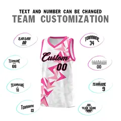 White Boomerang Pattern Basketball Jersey 4