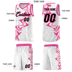 White Boomerang Pattern Basketball Jersey 5