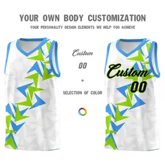 White Boomerang Pattern Basketball Jersey 3