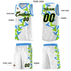 White Boomerang Pattern Basketball Jersey 5