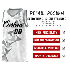 White Boomerang Pattern Basketball Jersey 2