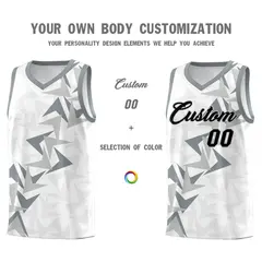 White Boomerang Pattern Basketball Jersey 3