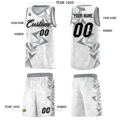 White Boomerang Pattern Basketball Jersey 5