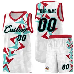 White Boomerang Pattern Basketball Jersey