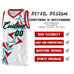 White Boomerang Pattern Basketball Jersey 2