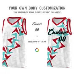 White Boomerang Pattern Basketball Jersey 3