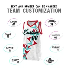 White Boomerang Pattern Basketball Jersey 4