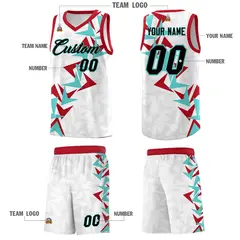 White Boomerang Pattern Basketball Jersey 5