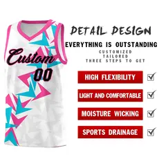 White Boomerang Pattern Basketball Jersey 2