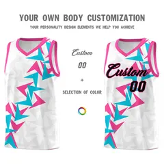 White Boomerang Pattern Basketball Jersey 3