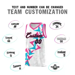 White Boomerang Pattern Basketball Jersey 4