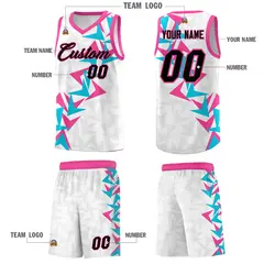 White Boomerang Pattern Basketball Jersey 5