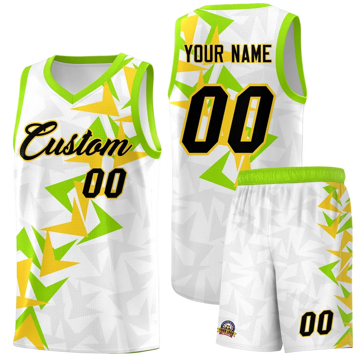 White Boomerang Pattern Basketball Jersey