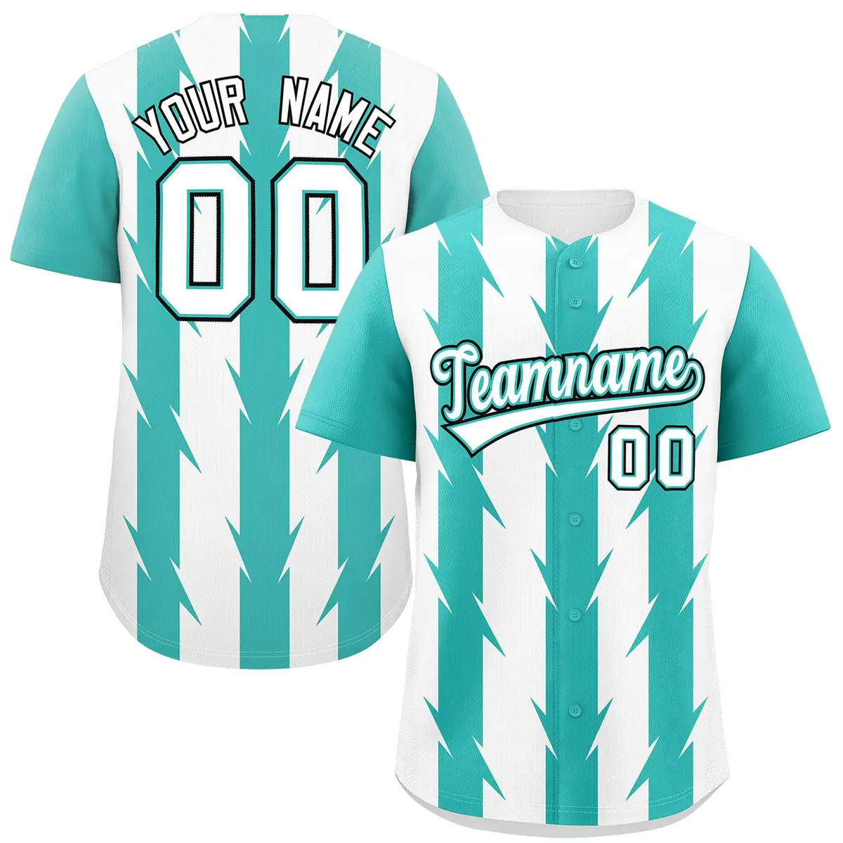 White Bright Green Blade Pattern Raglan Baseball Jersey