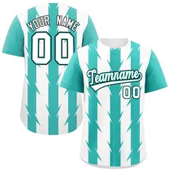 White Bright Green Blade Pattern Raglan Baseball Jersey 1